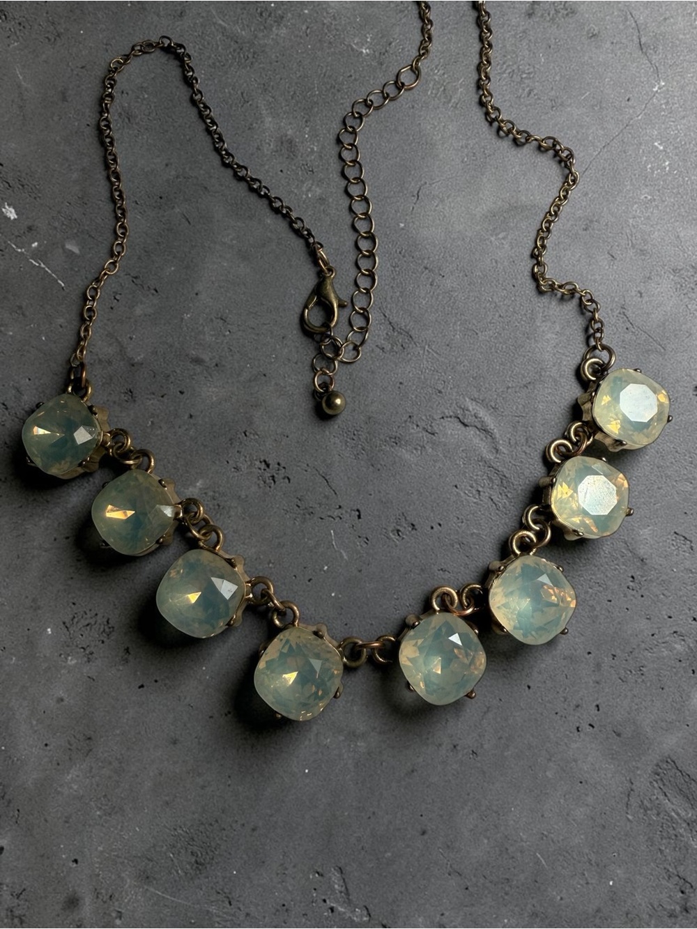 Opal Glass Stone Statement Necklace - Women Jewelry